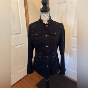 White House Black Market Black Studded Utility Jacket